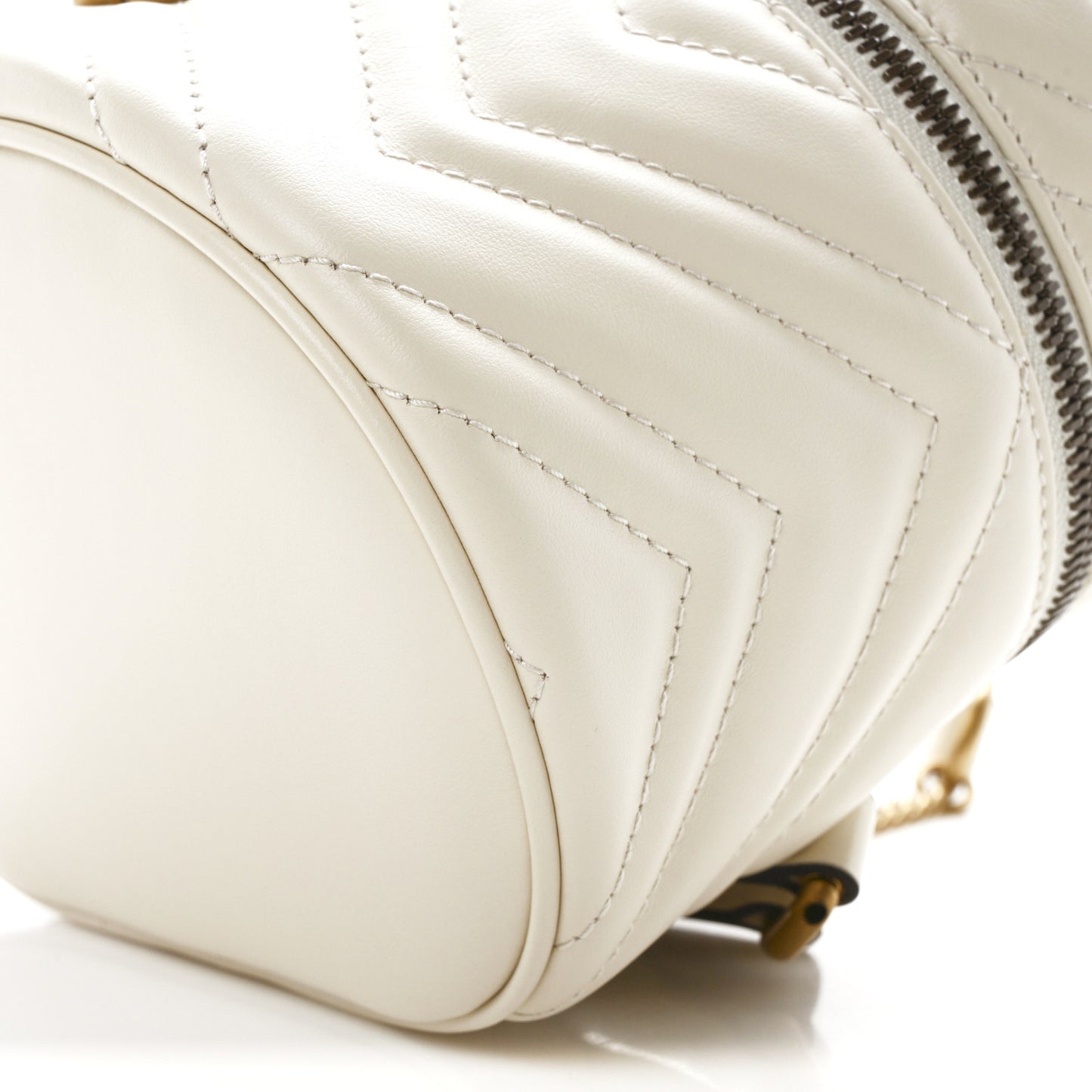 Calfskin Matelasse Mini GG Marmont Round Backpack White