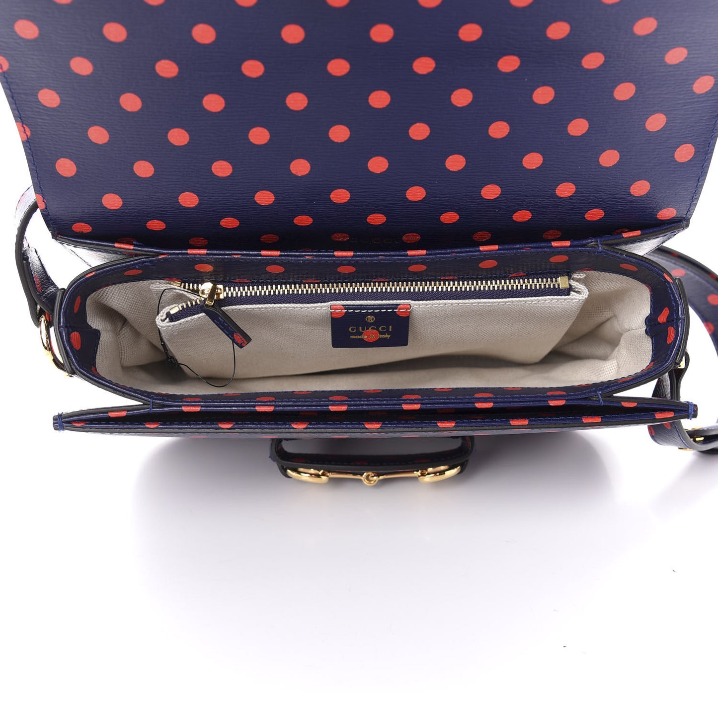 Shangai Calfskin Polka Dot Horsebit 1955 Shoulder Bag Blue Orange