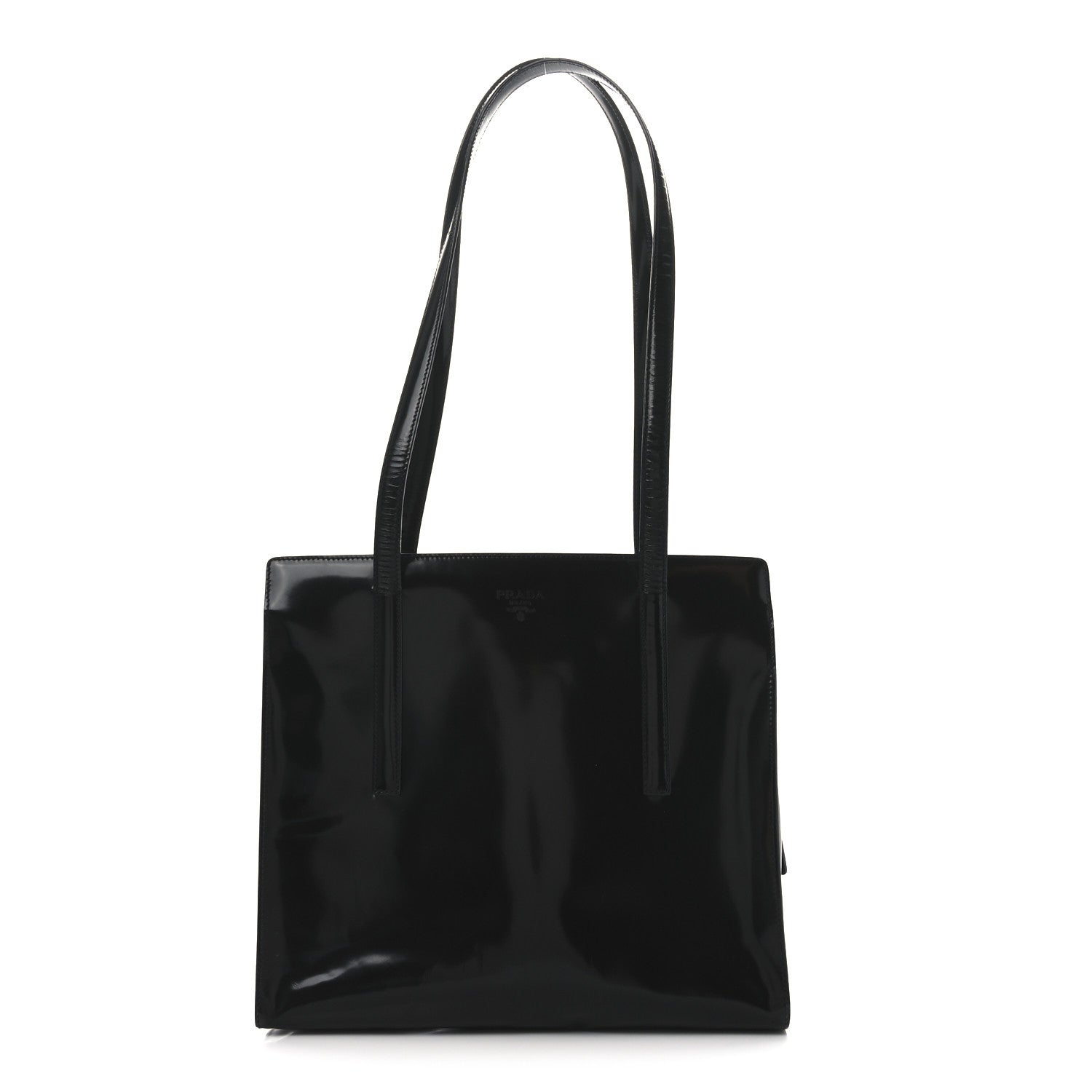 Prada Spazzolato Logo Embossed Tote Black 1 of 9