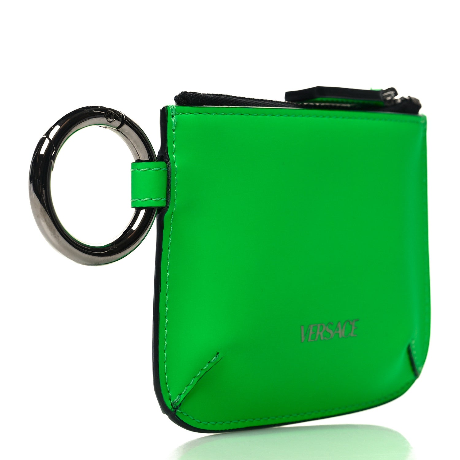 Versace Rubber Calfskin Medusa Key Pouch Neon Green 3 of 7
