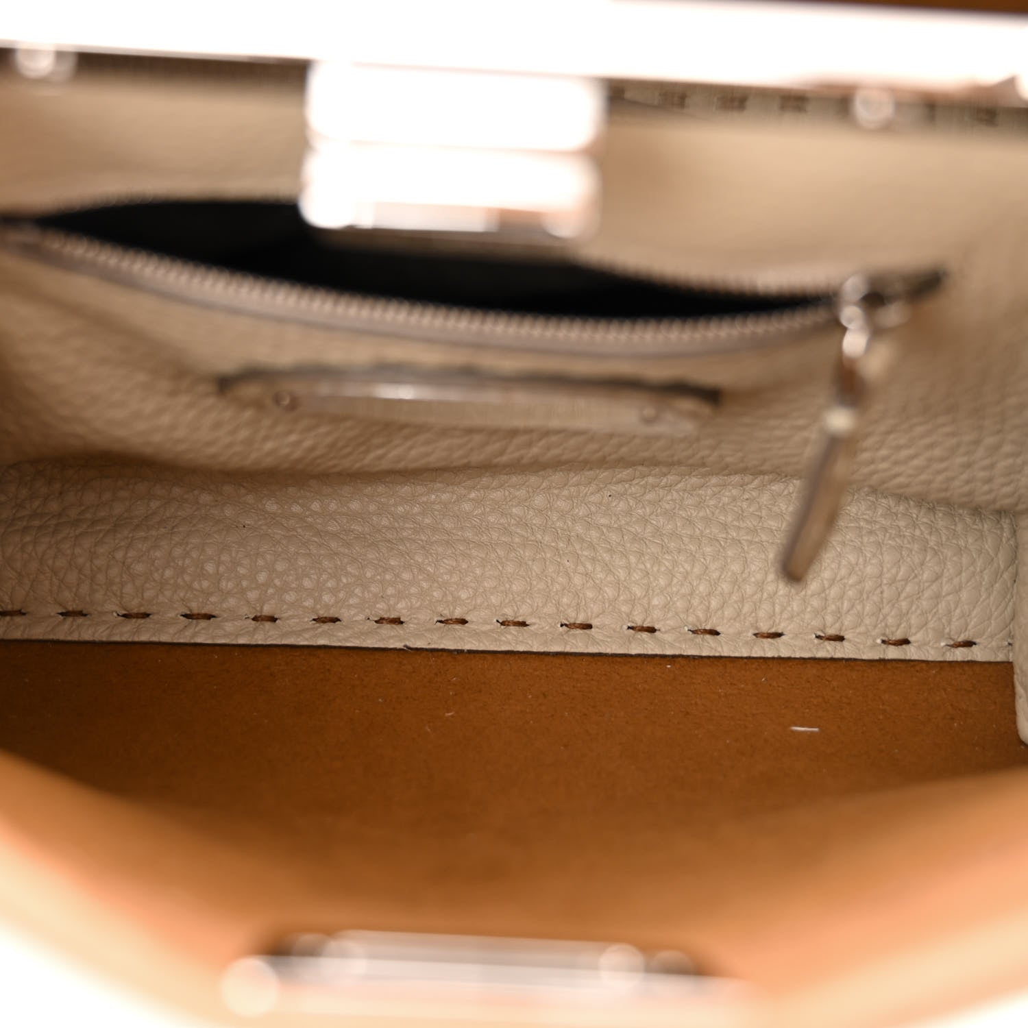 Fendi Cuoio Romano Selleria Bi-Color Mini Peekaboo Iconic Satchel Mou Milk 6 of 13