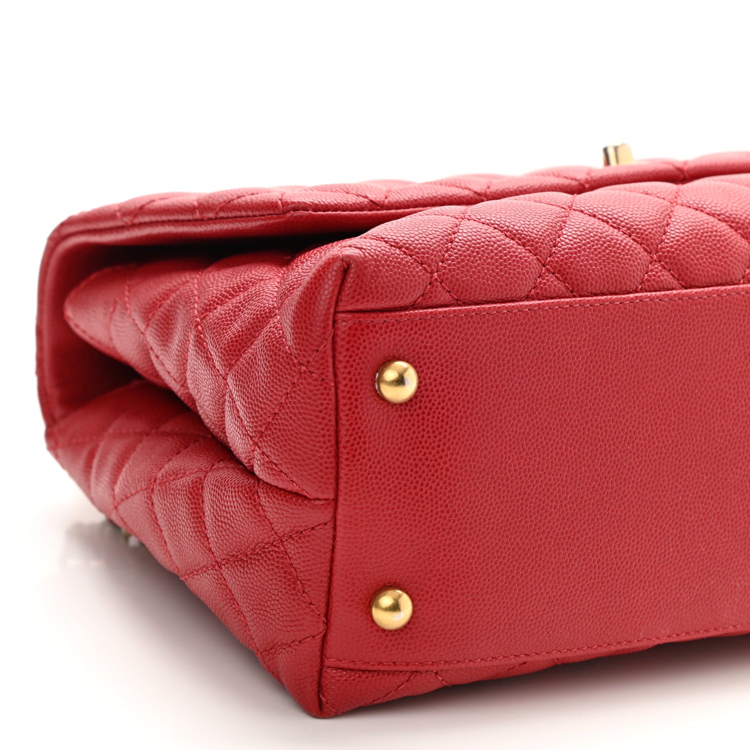 Chanel Caviar Quilted Small Coco Handle Flap Red 9 of 10