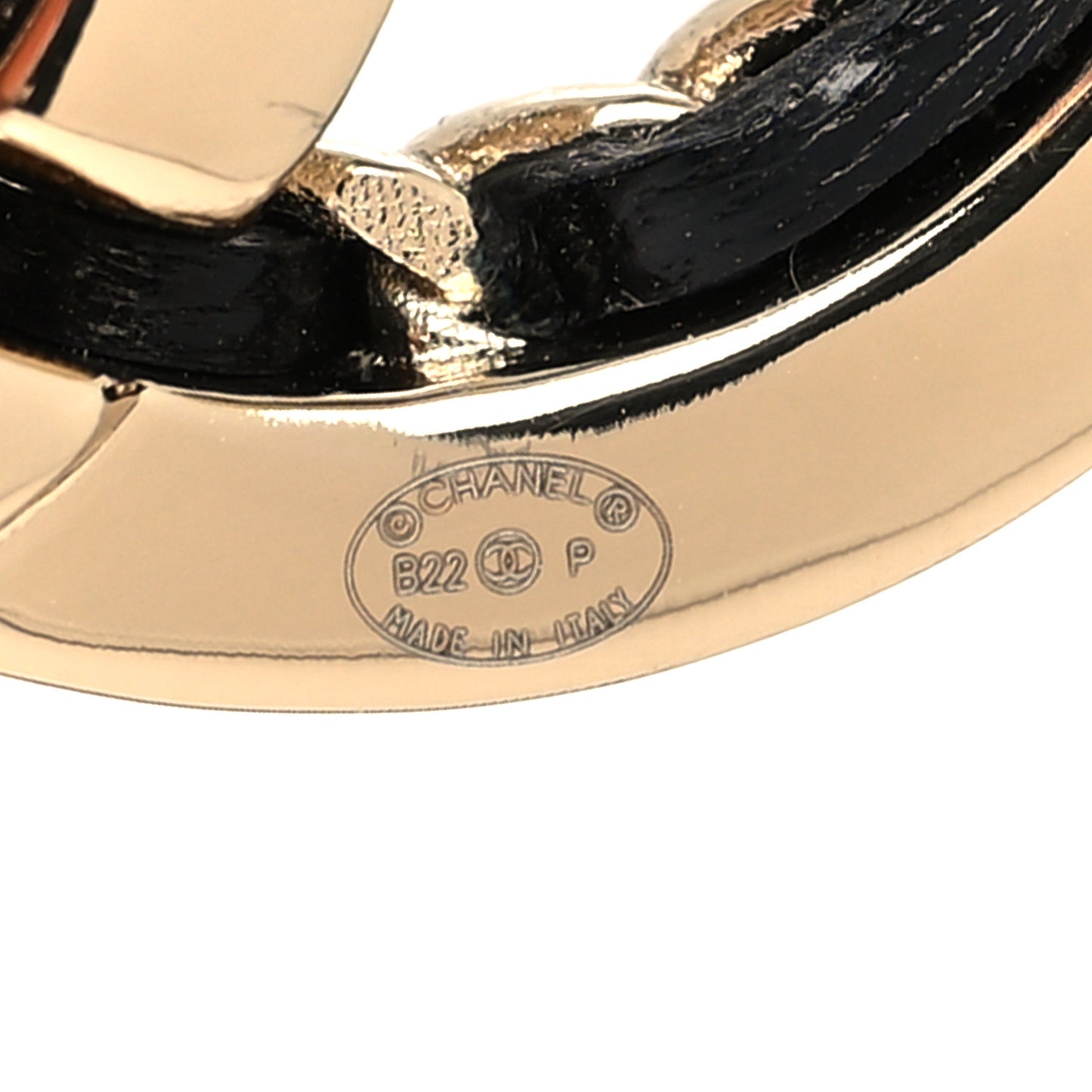 Lambskin Chain CC Chain Brooch Black Gold