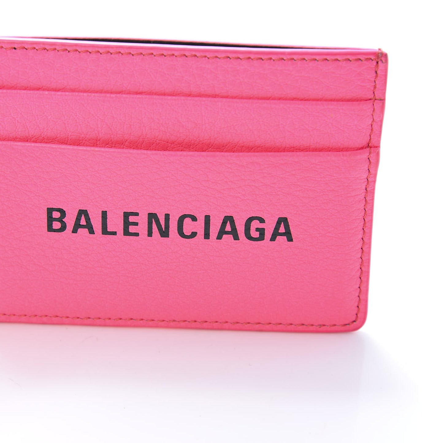 Calfskin Logo Everyday Multi Card Case Acid Pink Black
