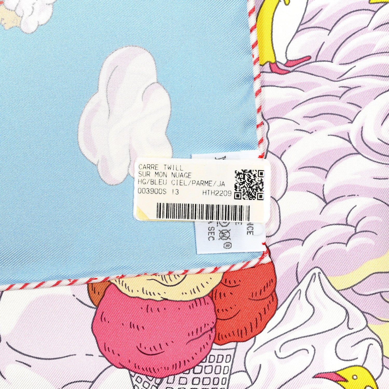 Hermes Silk Sur Mon Nuage Scarf 90 Bleu Ciel Parme Jaune 5 of 6