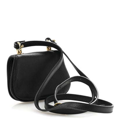 Gucci Roxy Calfskin Mini Blondie Card Case Wallet With Strap Black 3 of 11
