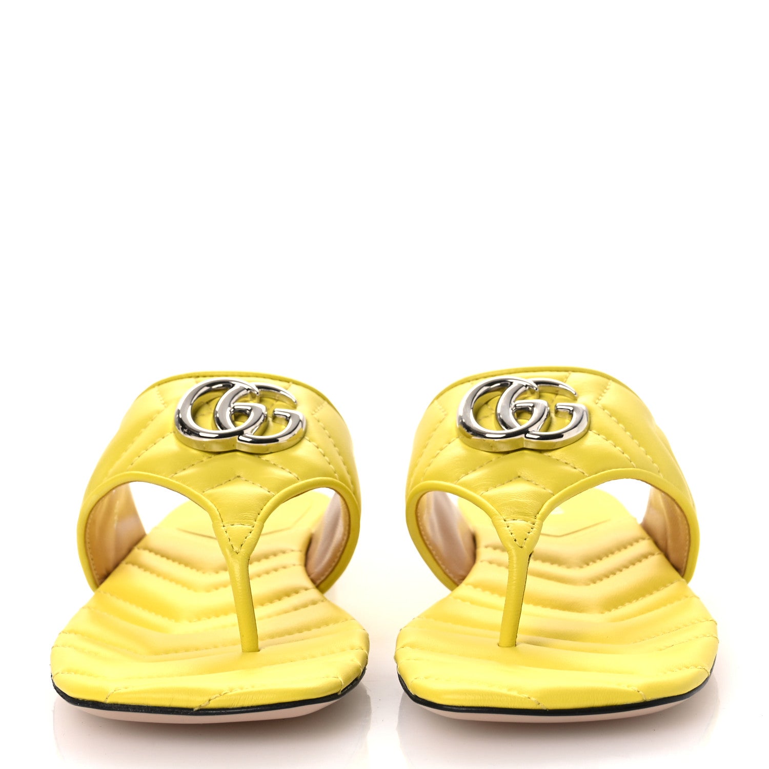 Gucci Nappa Charlotte Double G Marmont Thong Sandals 37.5 Acid Lime 3 of 11