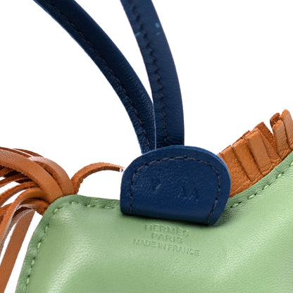 Hermes Milo Lambskin Grigri Rodeo Horse Bag Charm PM Vert Criquet Sesame Bleu de Malte 4 of 4