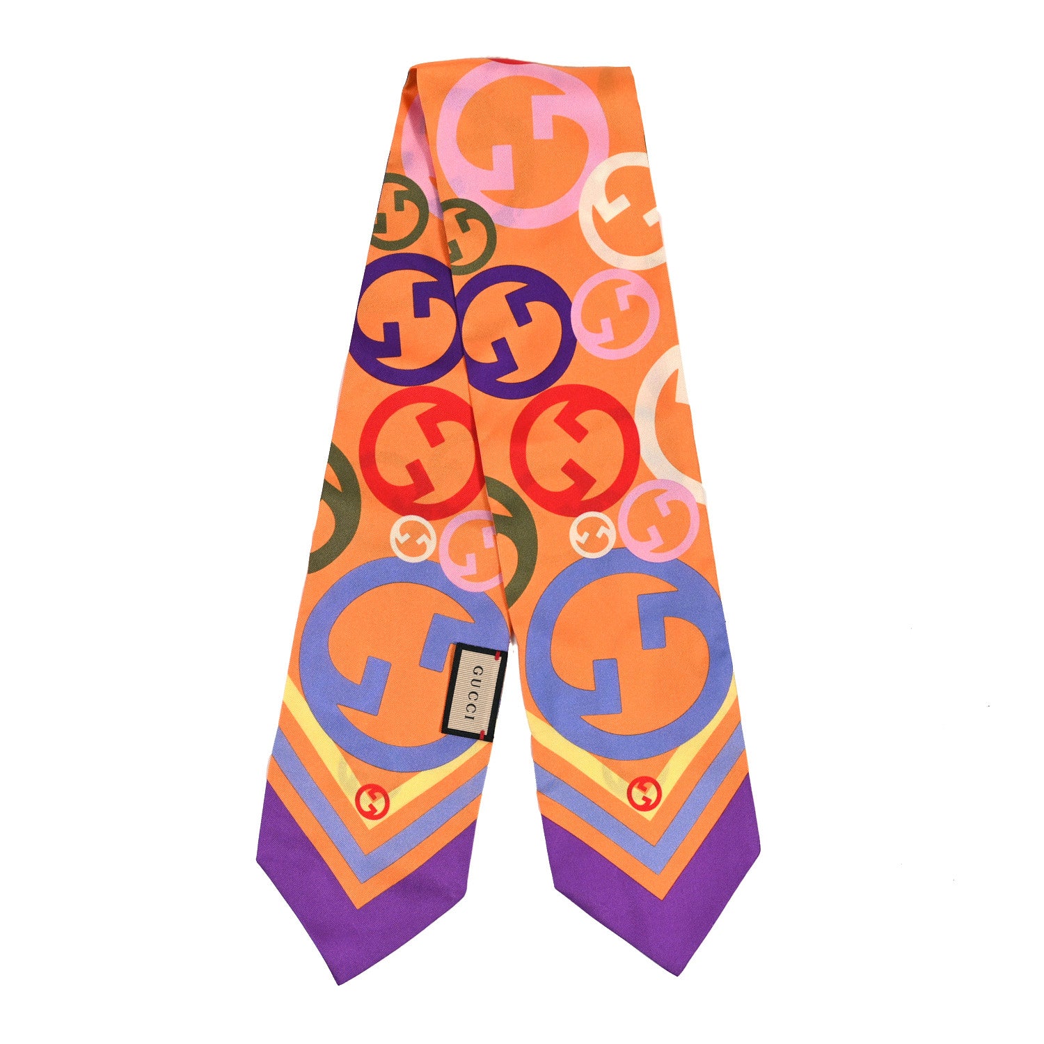 Gucci Silk Twill GG Bubbly Neck Bow Scarf Multicolor 2 of 3