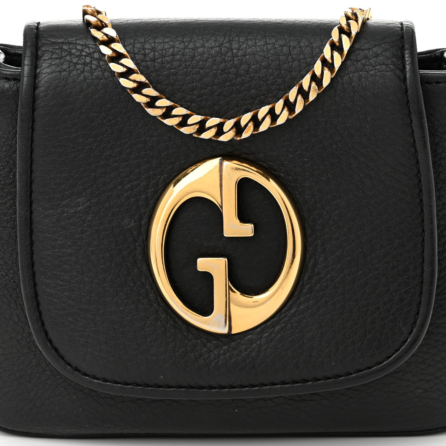 Gucci Pebbled Calfskin Small 1973 Chain Shoulder Bag Black 8 of 10