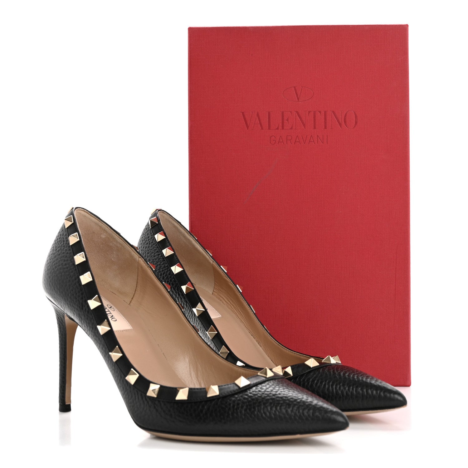 Valentino Garavani Pebbled Calfskin Rockstud 90mm Pumps 39 Black 12 of 12