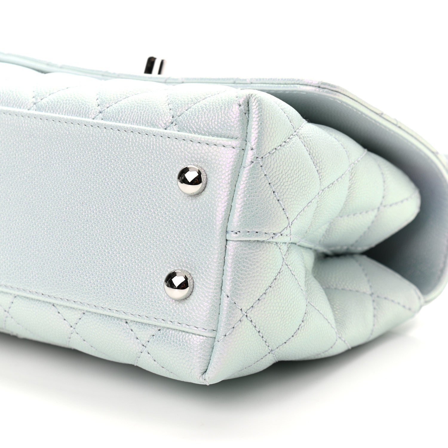 Chanel Iridescent Caviar Quilted Mini Coco Handle Flap Light Blue 10 of 11