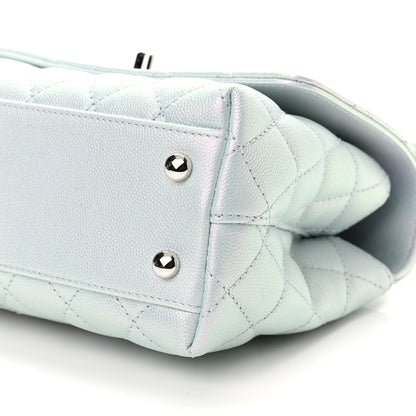 Chanel Iridescent Caviar Quilted Mini Coco Handle Flap Light Blue 10 of 11