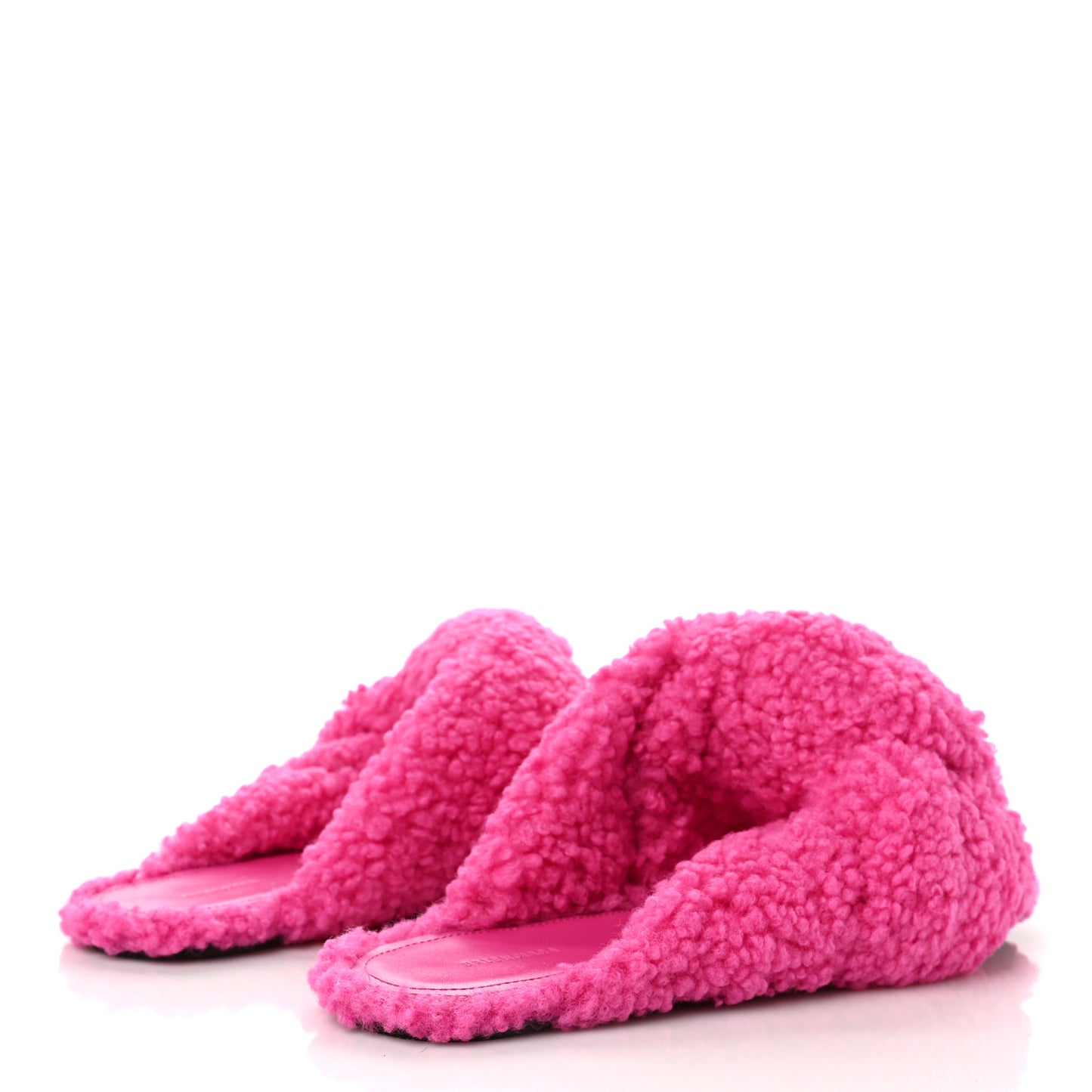 Faux Shearling Drapy Slide Sandals 37.5 Pink