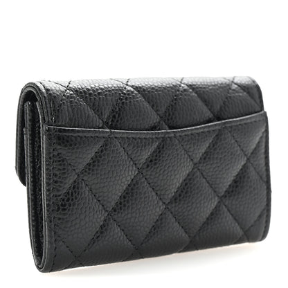Chanel Caviar Quilted Flap Card Holder Wallet Black 3 of 9