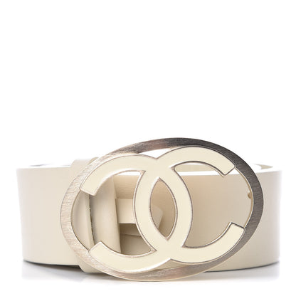 Chanel Calfskin Enamel CC Logo Belt 95 38 Light Beige 2 of 18