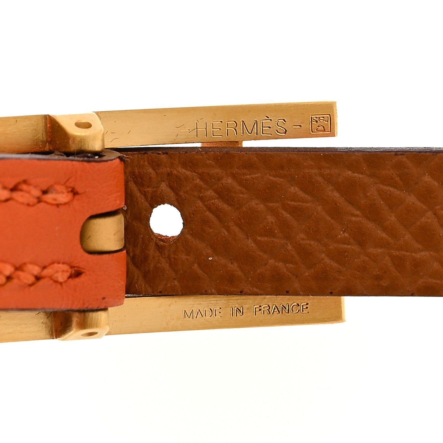 Hermes Swift Behapi Simple Tour Reversible Bracelet T4 Orange Gold 3 of 3