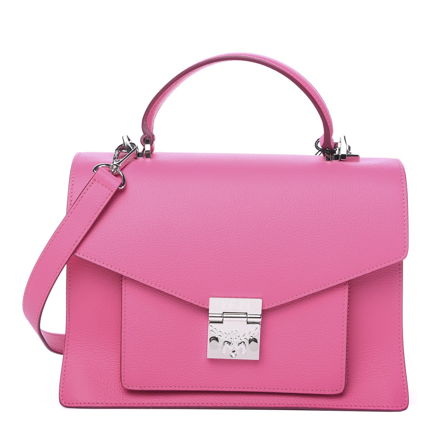 MCM Grained Calfskin Medium Patricia Park Avenue Satchel Sugar Pink 1 of 9