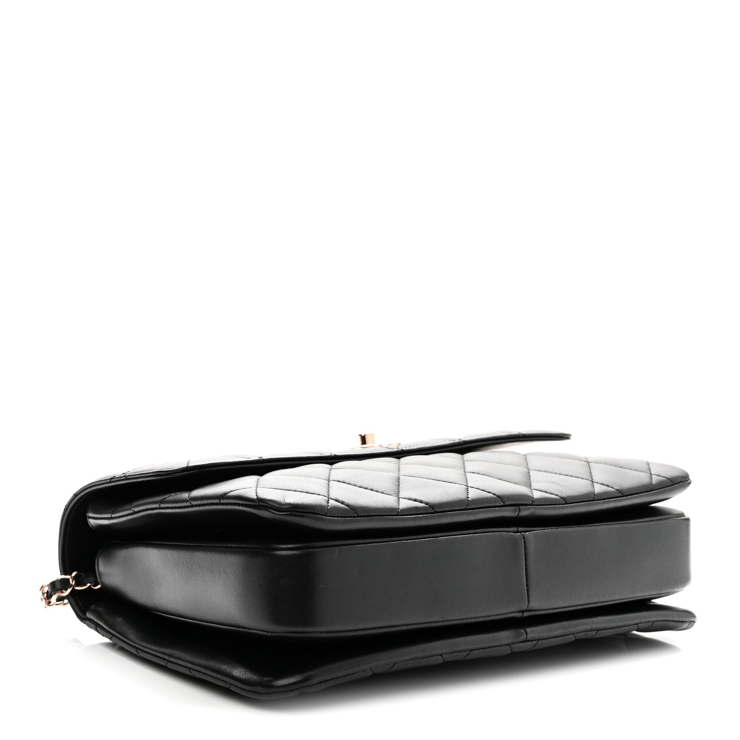 Lambskin Quilted Medium Trendy CC Flap Dual Handle Bag Black