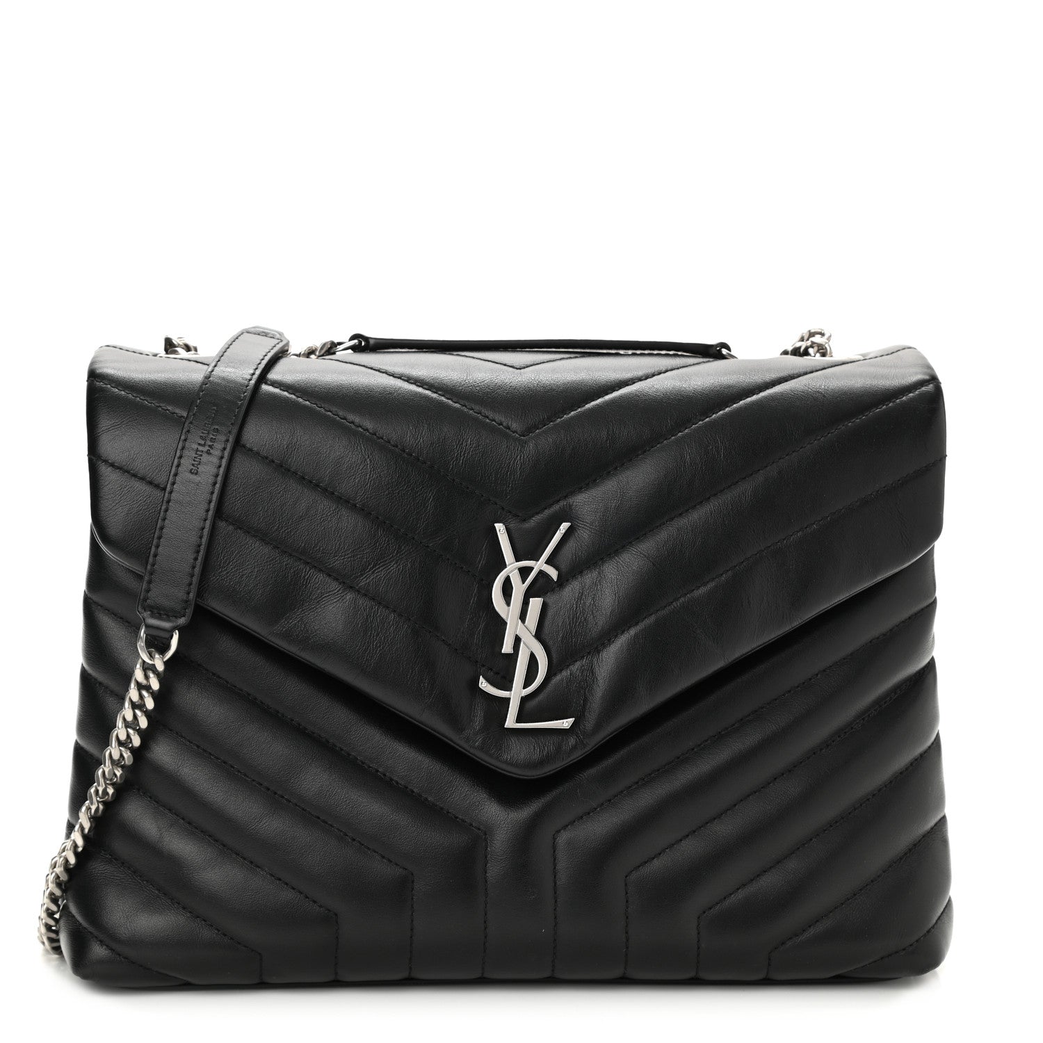Saint Laurent Calfskin Y Quilted Monogram Medium Loulou Chain Satchel Black 1 of 9