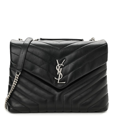 Saint Laurent Calfskin Y Quilted Monogram Medium Loulou Chain Satchel Black 1 of 9