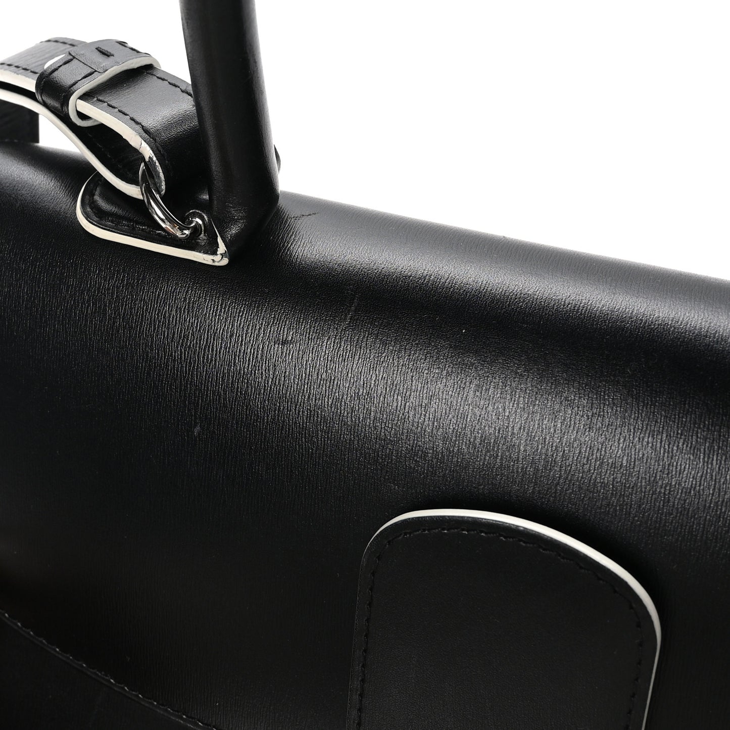 Box Calfskin MM Brillant Clouds Satchel Black Ciel