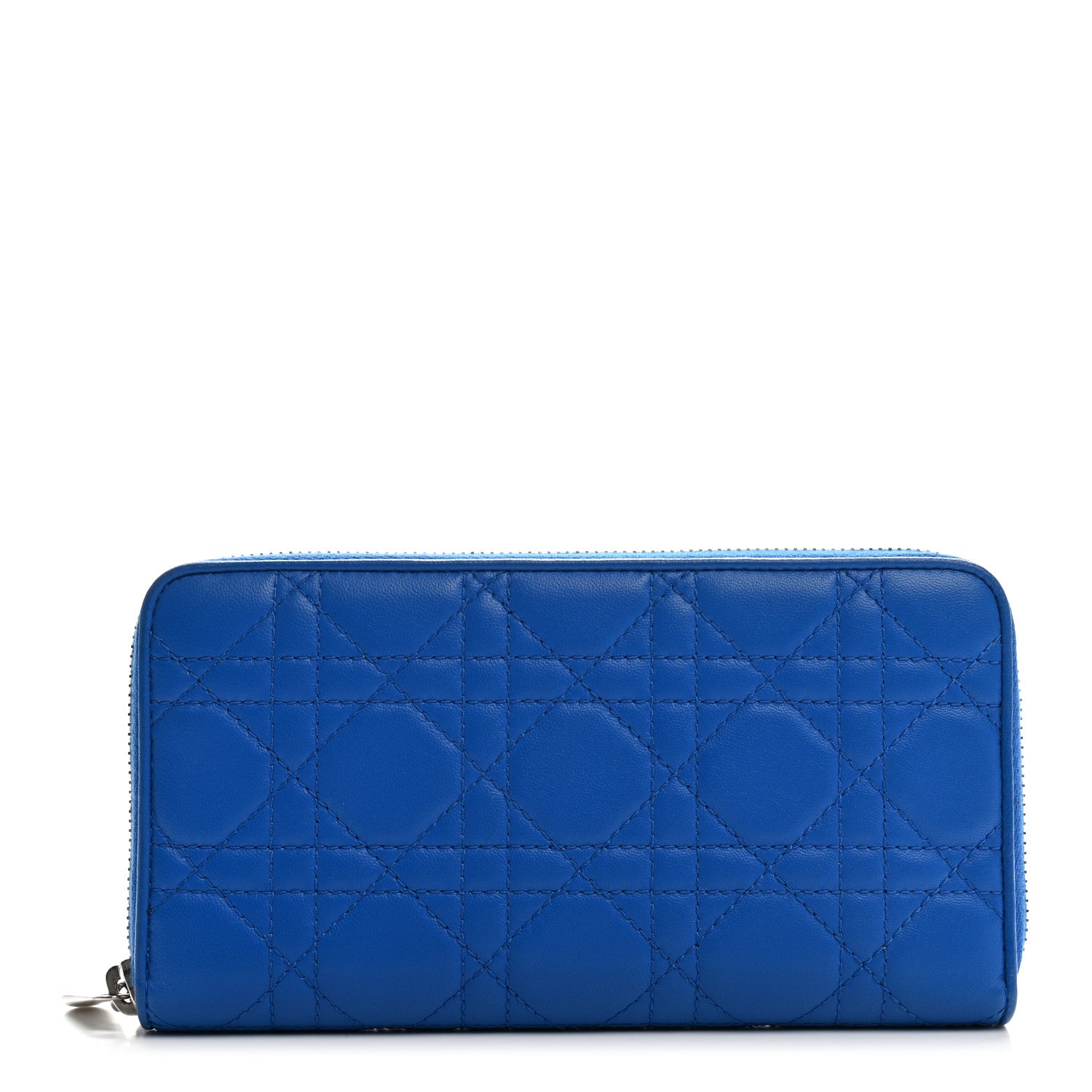 Christian Dior Lambskin Cannage Lady Dior Zip Wallet Blue 1 of 8
