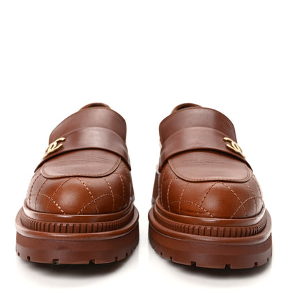 Chanel Calfskin Quilted CC Mocassin Loafers 41 Light Brown 2 of 10