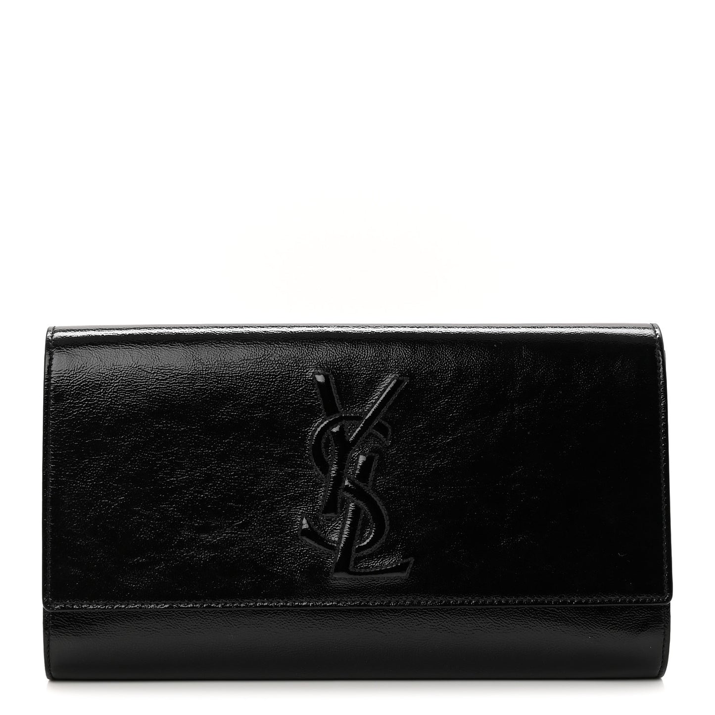 Textured Patent Monogram Large Belle De Jour Clutch Black