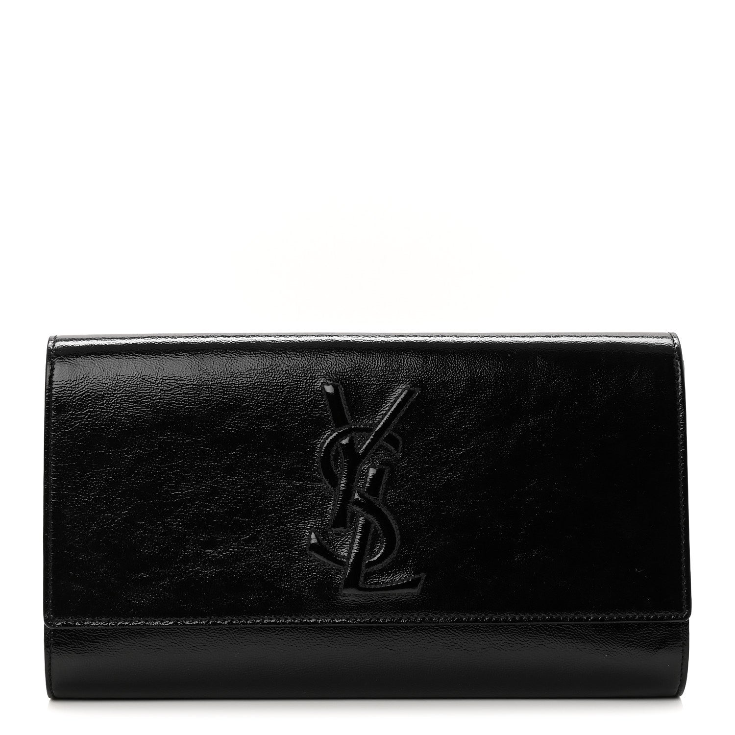 Saint Laurent Textured Patent Monogram Large Belle De Jour Clutch Black 1 of 6