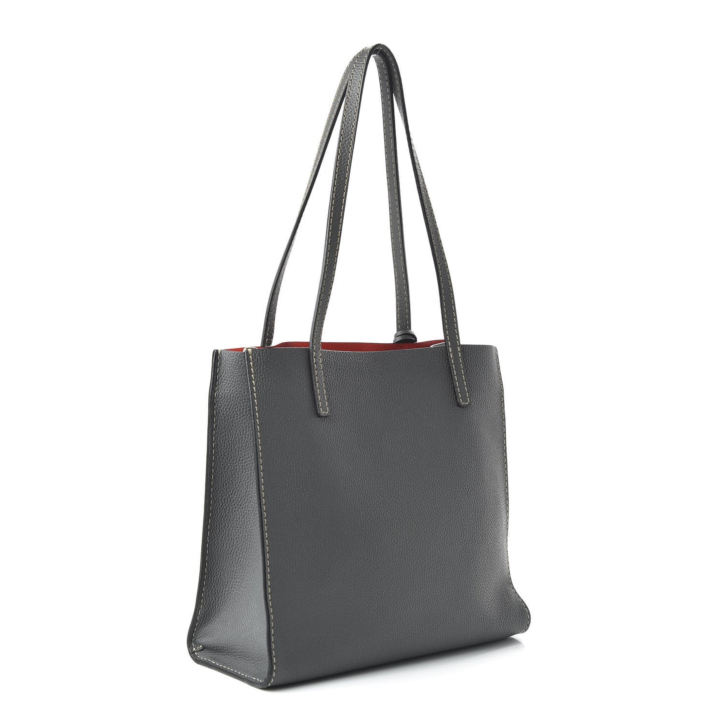 Grained Calfskin Medium Grind T Pocket Tote Grey
