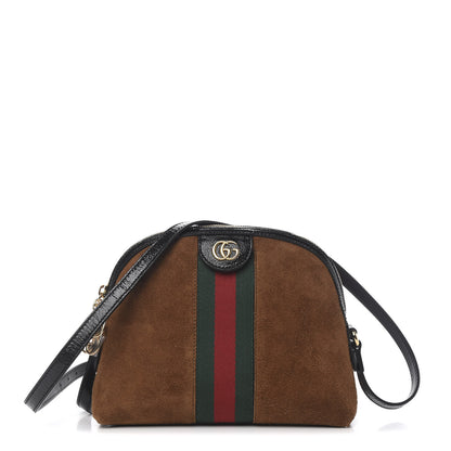 Gucci Suede Patent Web Small Ophidia Dome Shoulder Bag Nocciola Black 1 of 9