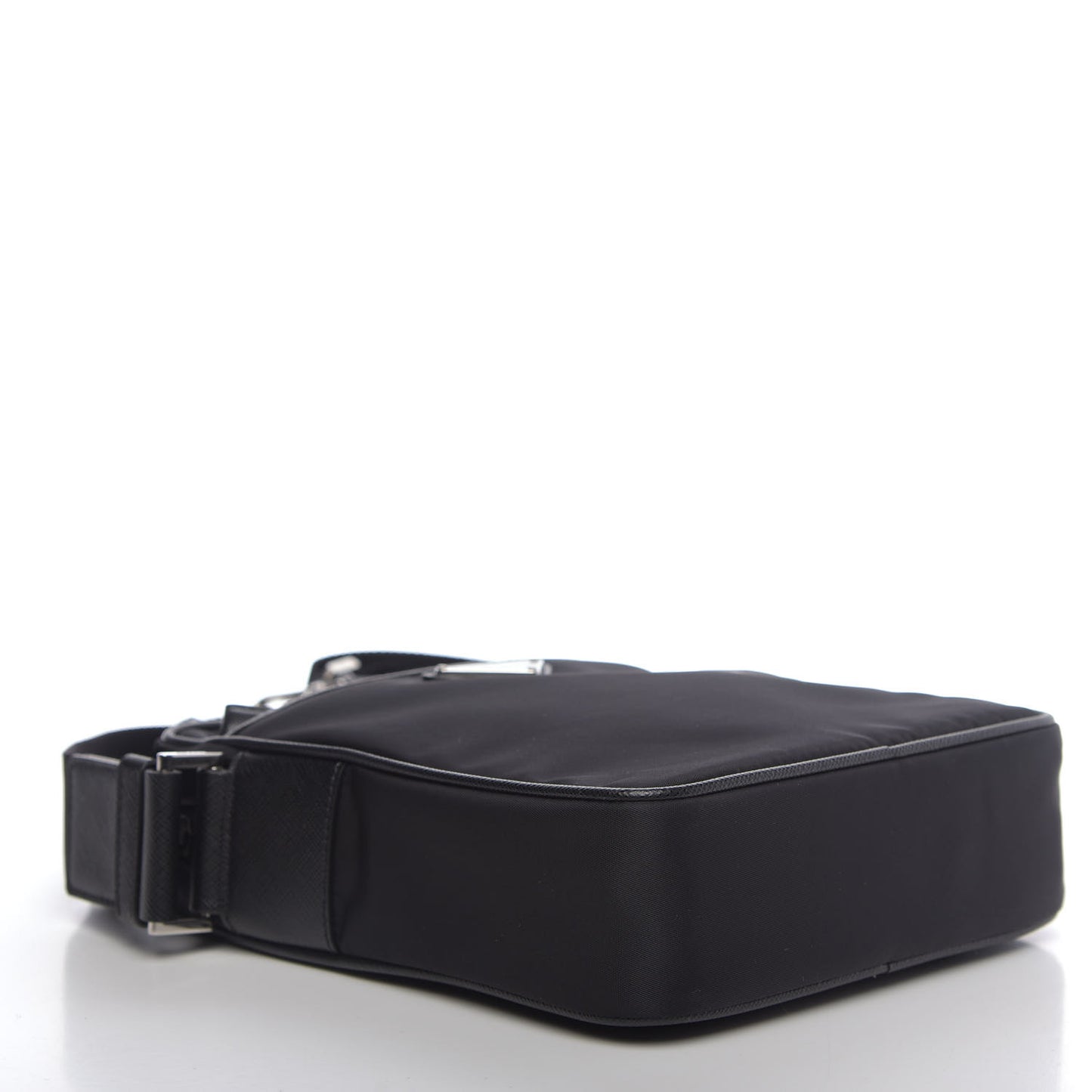 Tessuto Nylon Saffiano Pocket Messenger Shoulder Bag Black