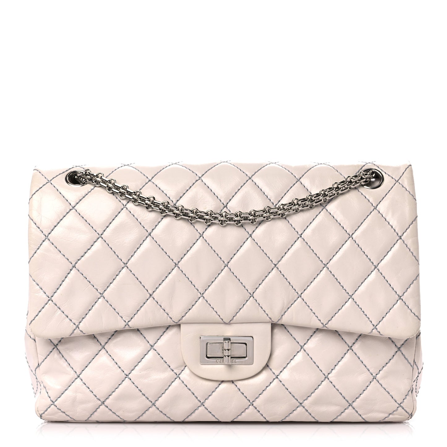 Calfskin Quilted Surpique 2.55 Reissue Flap White