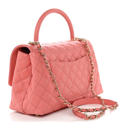 Chanel Caviar Quilted Small Coco Handle Flap Pink 3 of 10