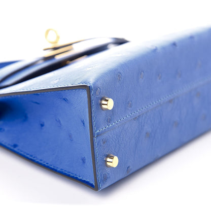 Hermes Ostrich Mini Kelly Sellier 20 Blueet 24 of 60
