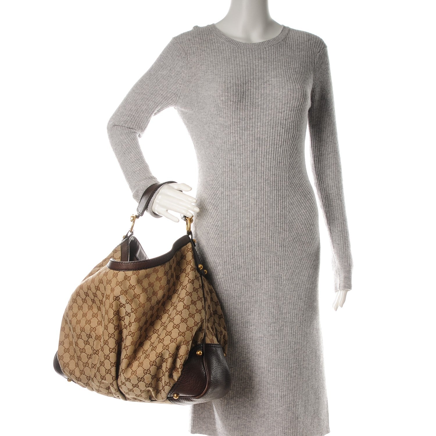 Gucci Monogram Large Jockey Hobo Dark Brown 2 of 7