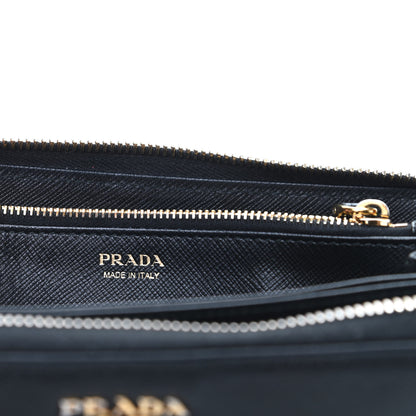 Prada Saffiano Metal Zip Around Wallet Black 6 of 9