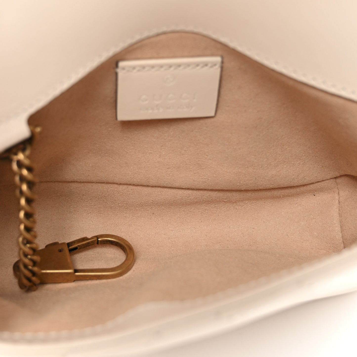 Calfskin Matelasse Super Mini GG Marmont Shoulder Bag White