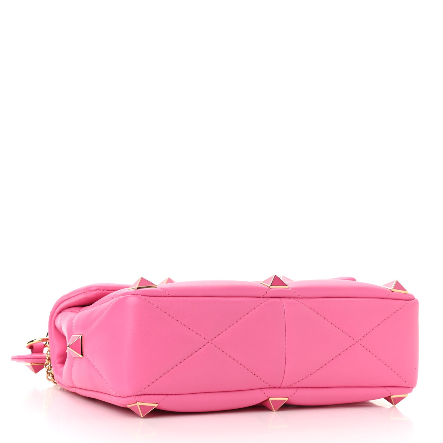 Nappa Enamel Large Roman Stud Shoulder Bag Feminine Pink