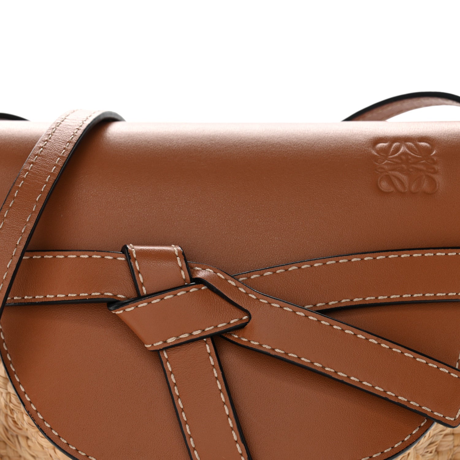 Loewe Calfskin Raffia Mini Gate Crossbody Bag Natural Tan 8 of 10