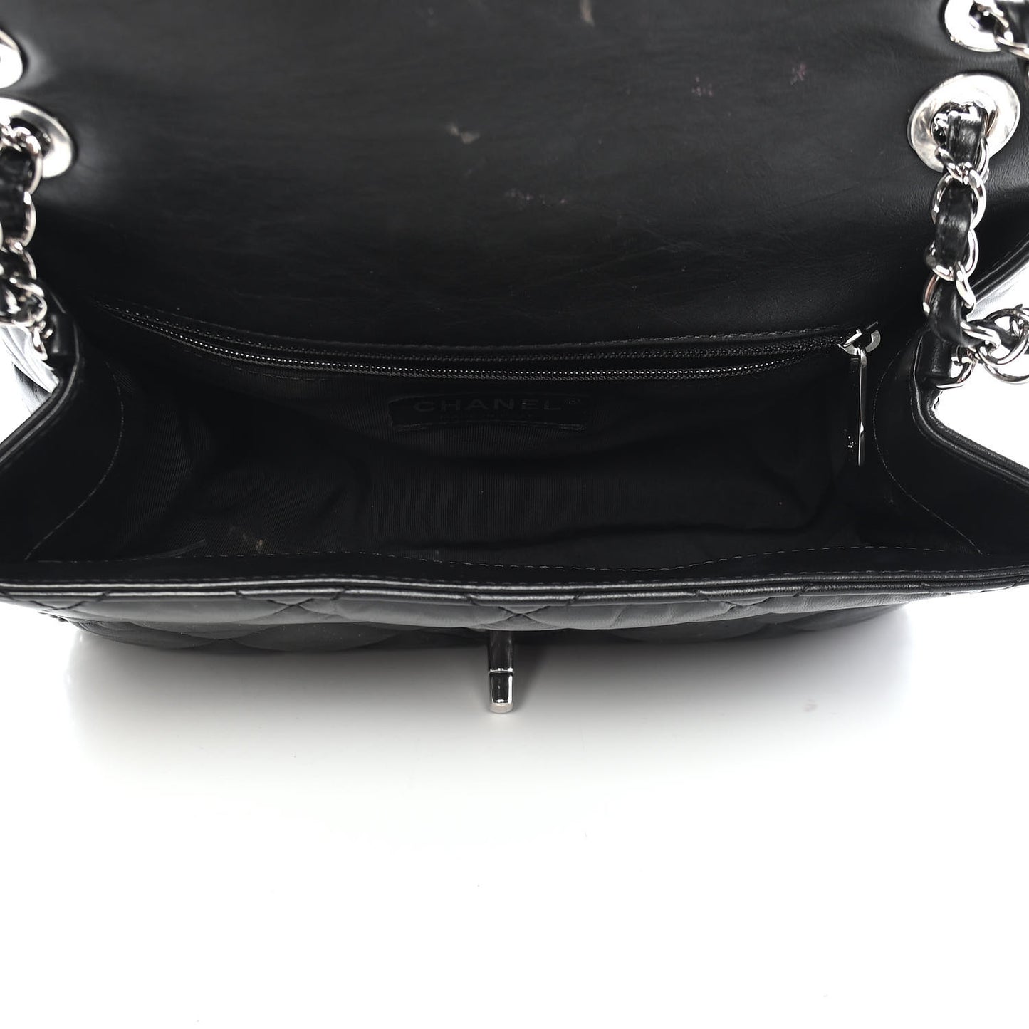 Crumpled Calfskin Medium Chain Flap Black