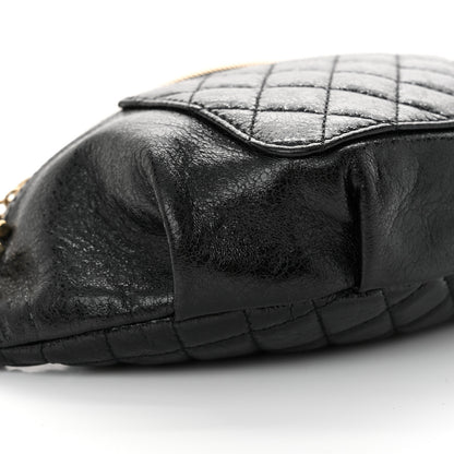 Chanel Crumpled Glazed Lambskin Quilted Waist Bag Fanny Pack Black 9 of 11