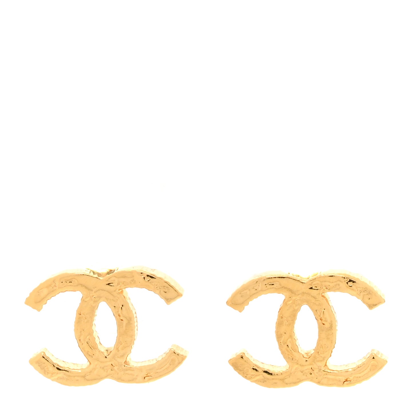 Metal Textured CC Earrings Gold