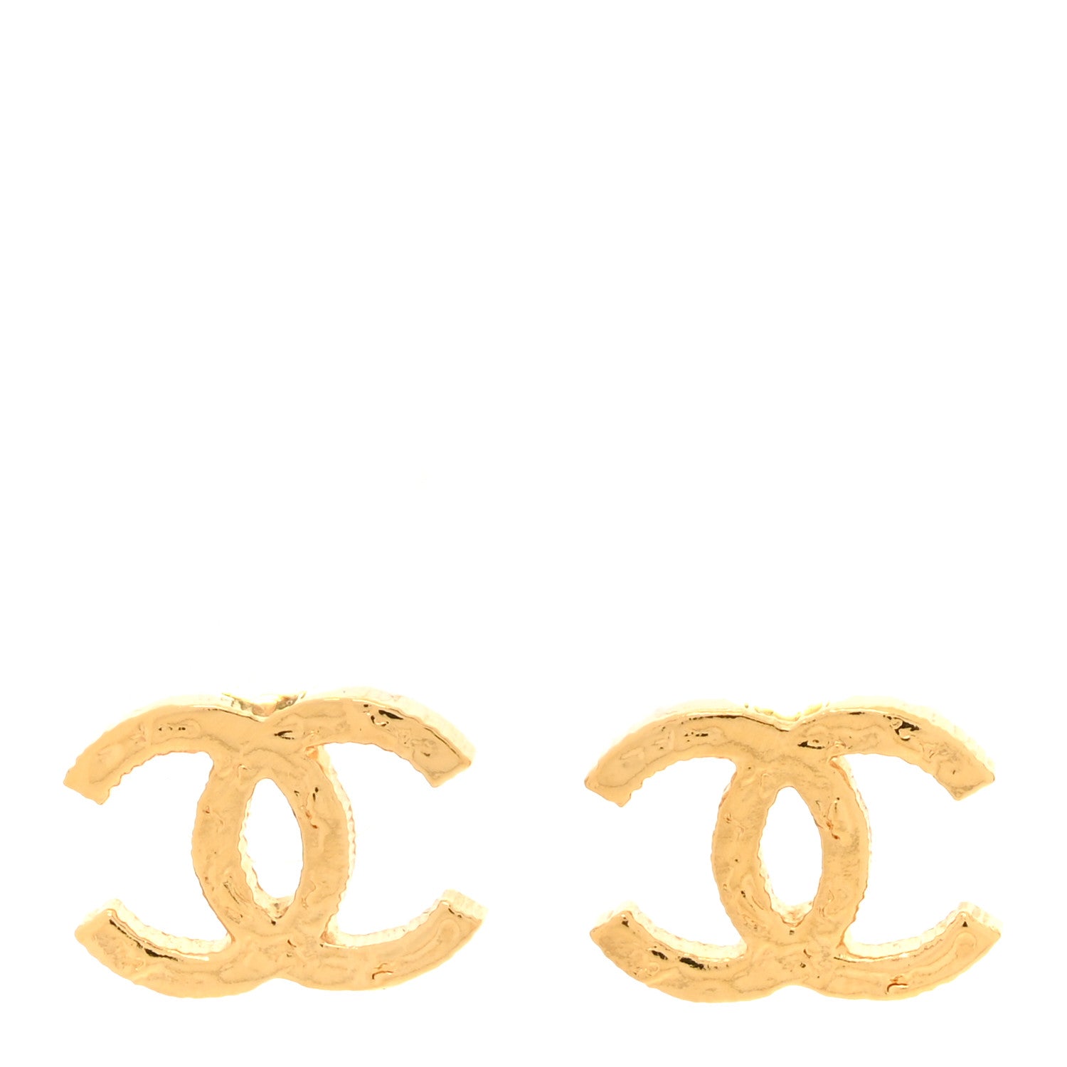 Chanel Metal Textured CC Earrings Gold 1 of 5