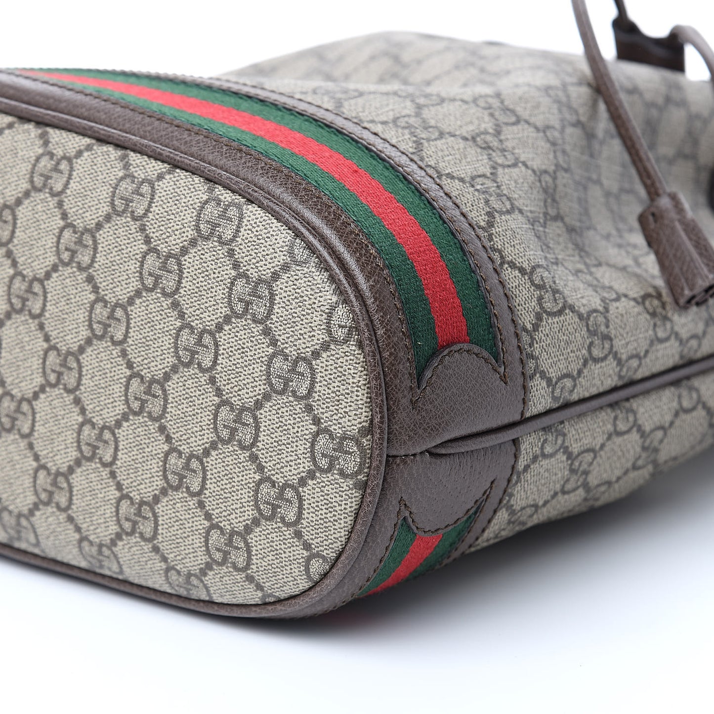 GG Supreme Monogram Web Ophidia Bucket Bag Brown