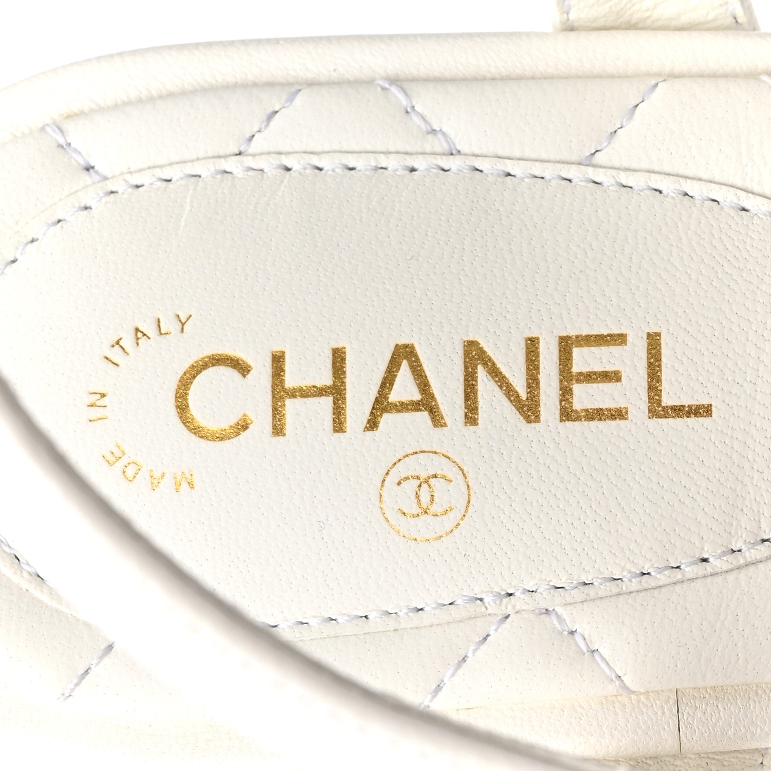 Chanel Lambskin CC Thong Sandals 37.5 White 8 of 10