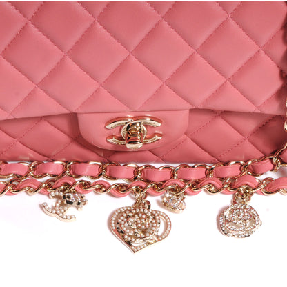 Chanel Lambskin Quilted Valentine Charms Medium Single Flap Pink 9 of 10