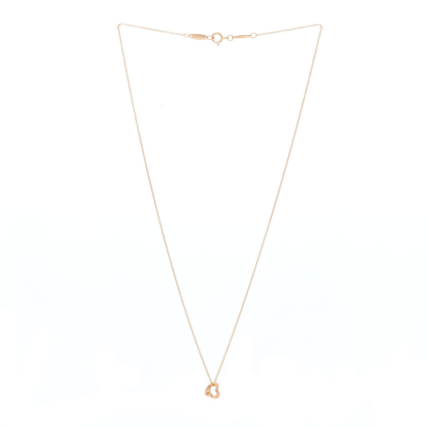 18K Rose Gold 7mm Elsa Peretti Open Heart Pendant Necklace