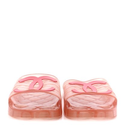 Chanel PVC Transparent CC Flat Slide Sandals 39 Pink 3 of 8
